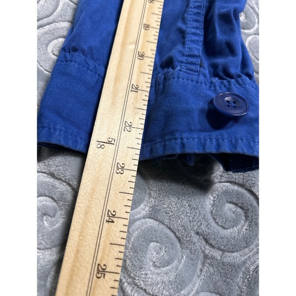 VTG J.Crew XS Blue Hooded‎ Cargo Utility Anorak Jacket Drawstring Waist Pockets - Picture 5 of 8